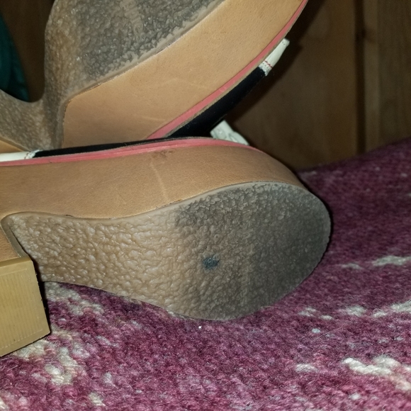 Rare 1950s Wooden Block Platform Heels Hushpuppy sz 10 - Picture 11 of 13